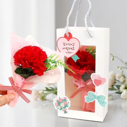카네이션 꽃다발 투명 쇼핑백 - 10개